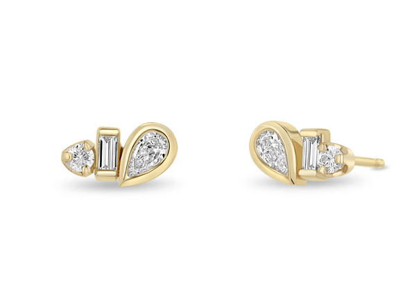 14K PARIS MIXED CUT DIAMOND STUDS - Millo 
