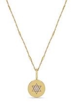 Load image into Gallery viewer, 14K PAVÉ DIAMOND STAR OF DAVID DISC PENDANT NECKLACE - Millo 
