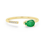 Load image into Gallery viewer, 14K PEAR EMERALD &amp; PAVÉ DIAMOND OPEN RING - Millo 
