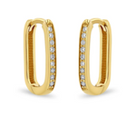 Load image into Gallery viewer, 14K PAVÉ DIAMOND THICK MEDIUM OVAL HINGE HOOPS - Millo 
