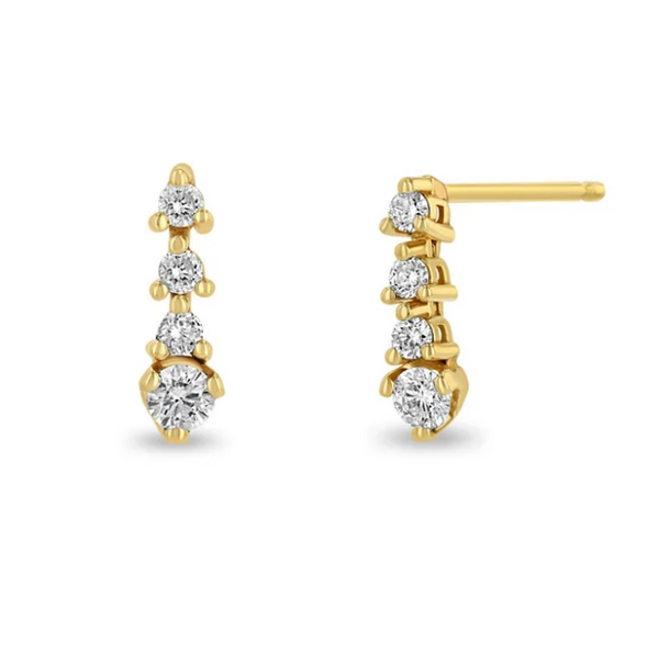 14K PRONG DIAMOND SHORT TENNIS DROP EARRINGS - Millo 
