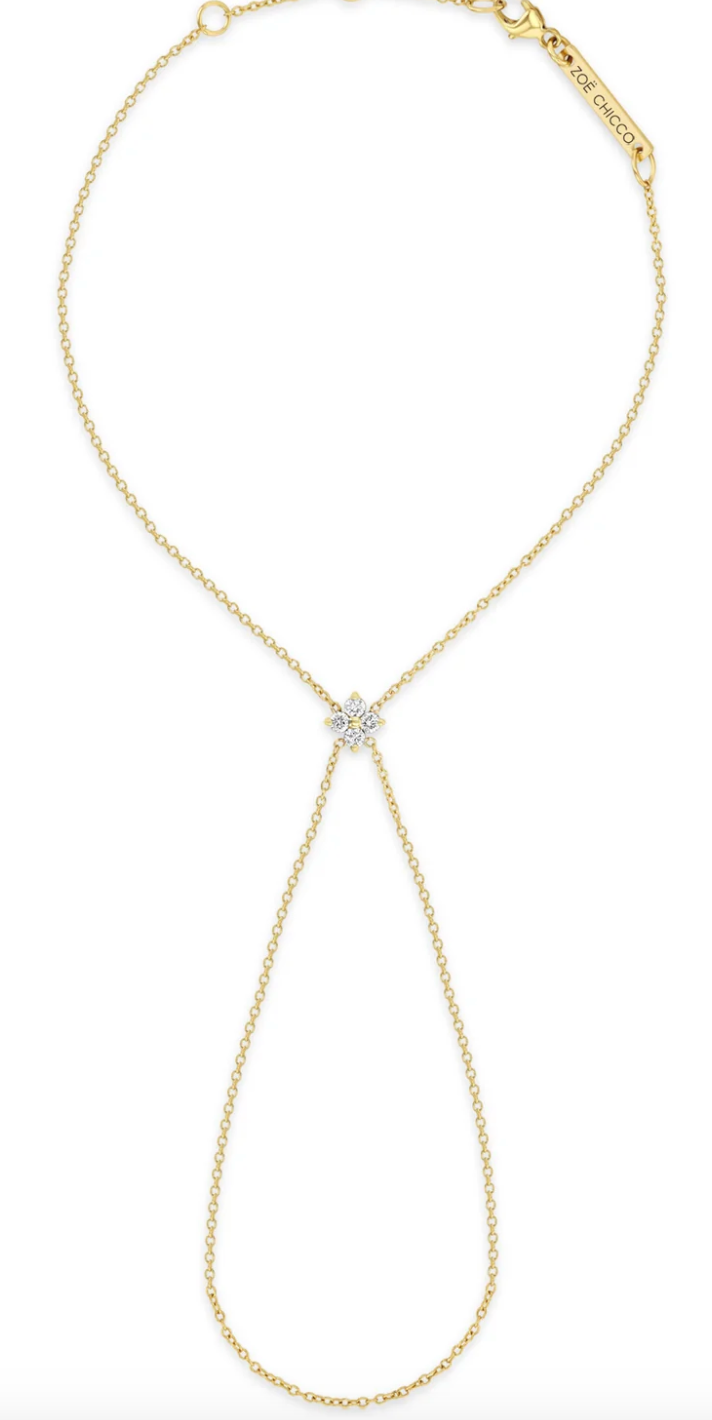 14K PRONG DIAMOND QUAD HAND CHAIN - Millo 