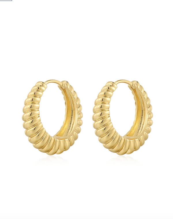 RIDGED MARBELLA HOOPS- GOLD - Millo 