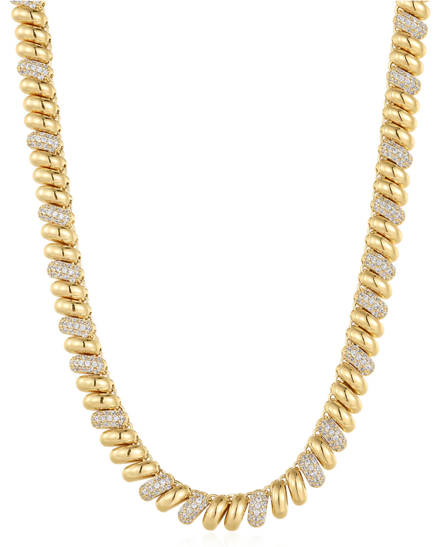 PAVE RIDGED MARBELLA NECKLACE- GOLD - Millo 