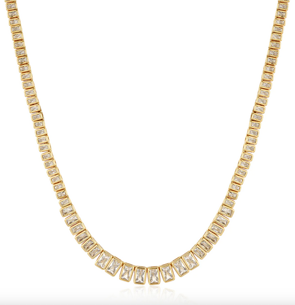 THE EMERALD BEZEL TENNIS NECKLACE - Millo 