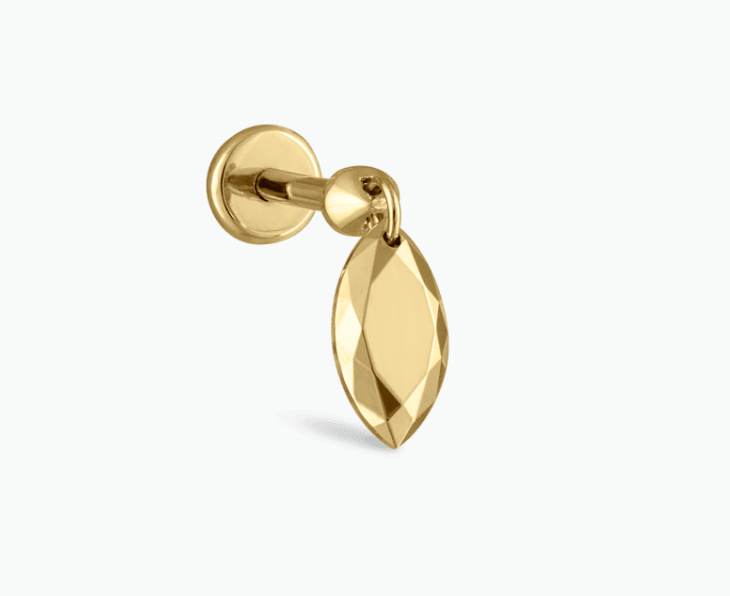 Faceted Gold Marquise Threaded Charm Earring - Millo 