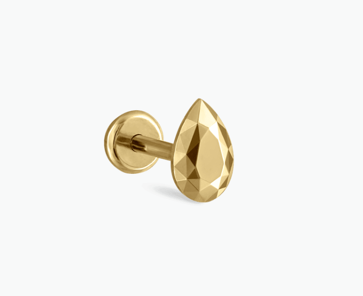 Faceted Gold Pear Threaded Stud Earring - Millo 