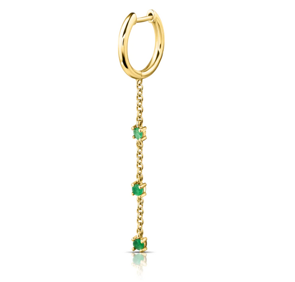 HUGGIE WITH EMERALD CHAIN DROP - Millo 