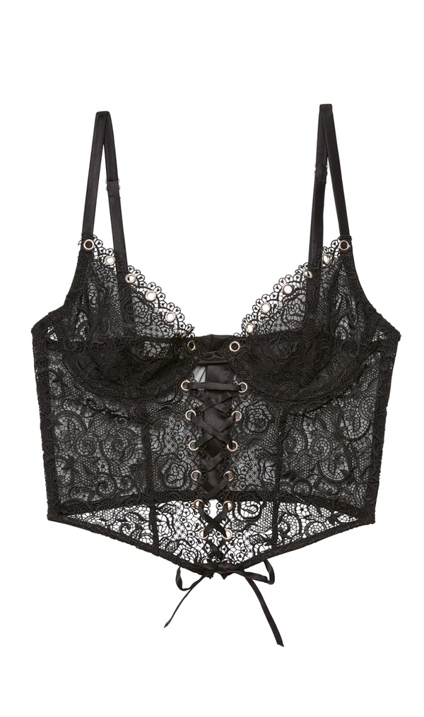 EYELET EMBROIDERY LACE UP BUSTIER - Millo 