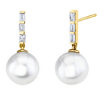 Load image into Gallery viewer, PEARL &amp; DIAMOND BAGUETTE DROP EARRINGS - Millo 

