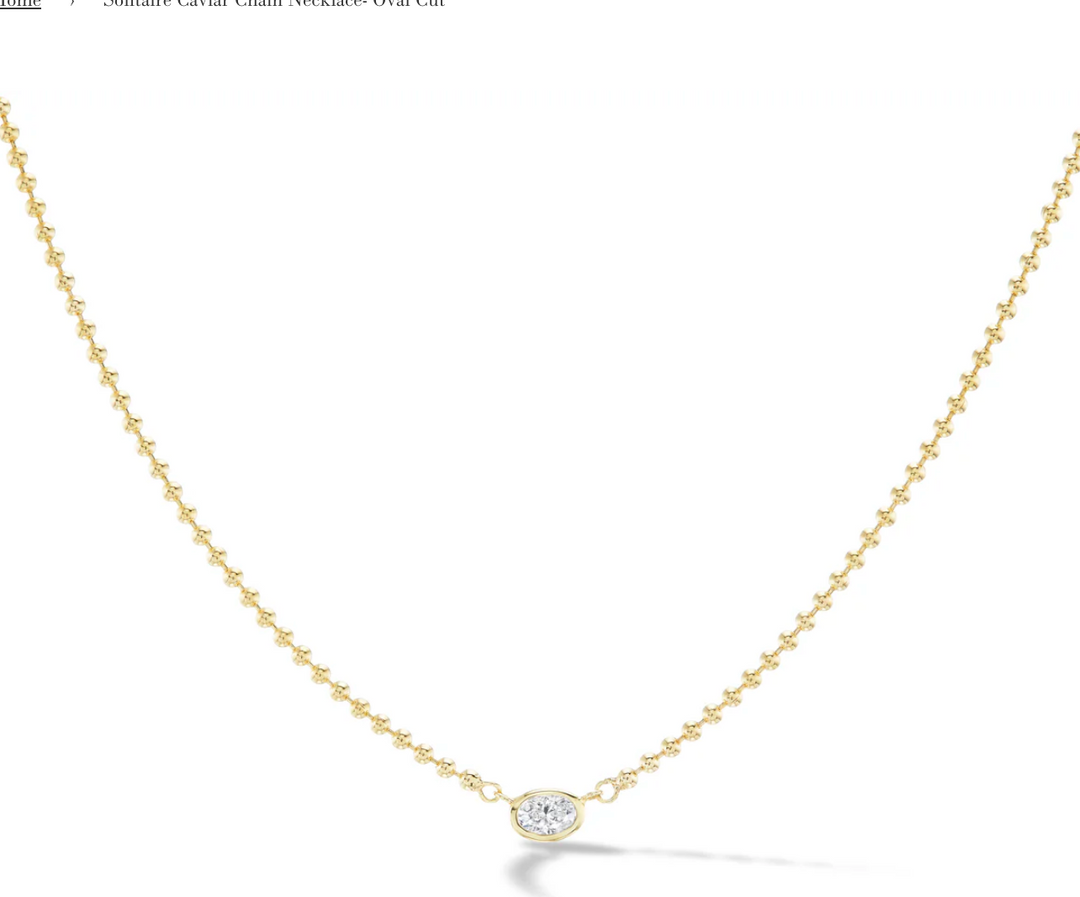 Solitaire Caviar Chain Necklace- Oval Cut - Millo 