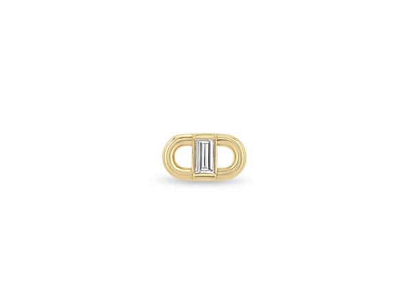 14K BAGUETTE DIAMOND OPEN LINK STUDS - Millo 