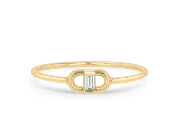 14K BAGUETTE DIAMOND OPEN LINK RING - Millo 