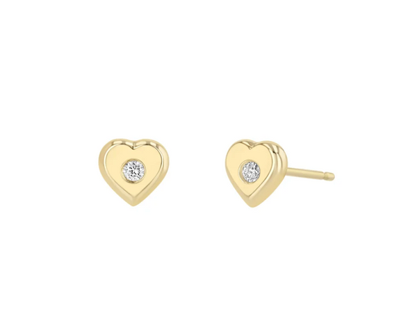 14KT DIAMOND NUGGET HEART STUDS - Millo 