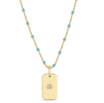 Load image into Gallery viewer, 14KT STAR SET DIAMOND SMALL SQUARE EDGE DOG TAG NECKLACE - Millo 
