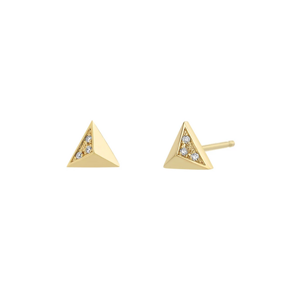 14KT PAVÉ DIAMOND TRIANGLE PYRAMID STUDS - Millo 