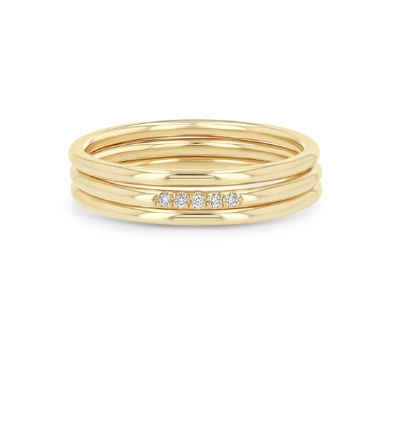 SET OF 3 14K GOLD & 5 PAVÉ DIAMOND RINGS - Millo 