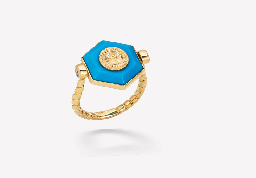 Soleil Turquoise Hexagon Flip Ring - Millo 