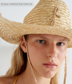 Load image into Gallery viewer, Monogram-embellished Straw Cowboy Hat
