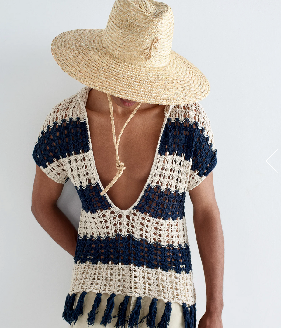 Monogram-embellished Straw Fedora Hat