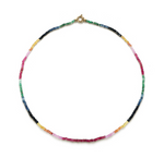 Load image into Gallery viewer, RAINBOW SAPPHIRE, RUBY AND EMERALD BEADED NECKLACE
