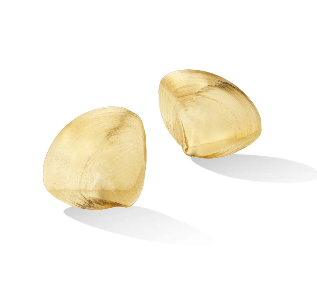 Yellow Gold Large Shell '70s Stud Earrings