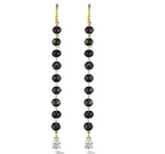 Load image into Gallery viewer, Yellow Gold Reflections Single Drop Earrings with Black and White Diamonds
