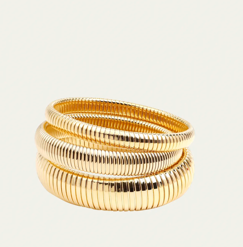 Cobra Elastic Bracelets, Set of 3, Gold