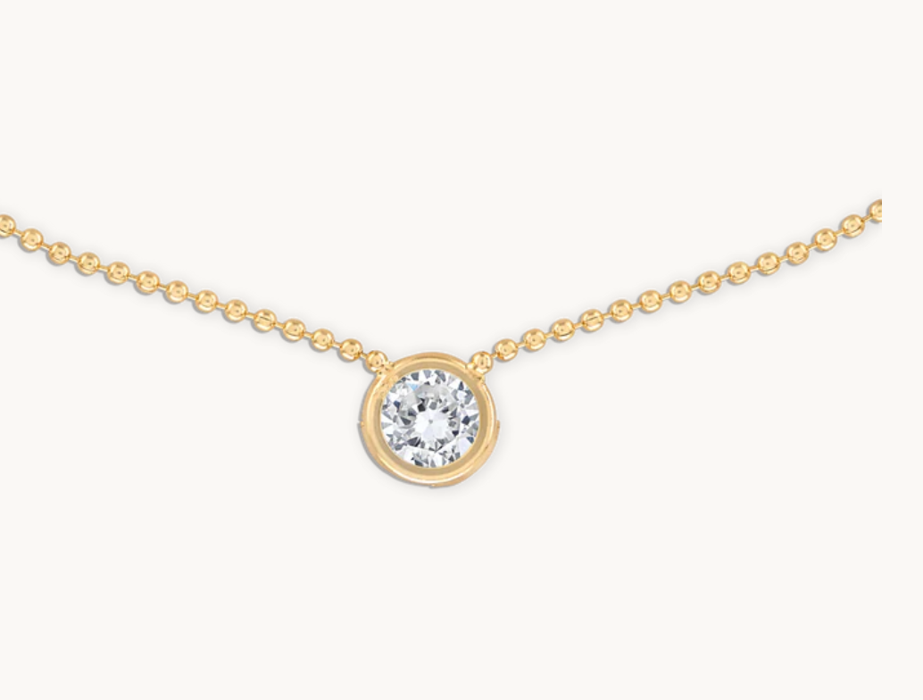 2MM CRYSTAL GOLD BALL CHAIN NECKLACE