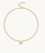 Load image into Gallery viewer, 3MM CRYSTAL GOLD BALL CHAIN NECKLACE
