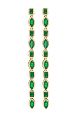 Load image into Gallery viewer, ALTERNATING EMERALD LINEAR EARRINGS
