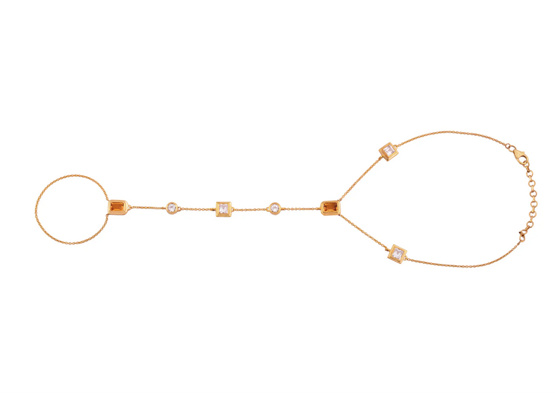 SURYA CITRINE & TOPAZ HAND CHAIN