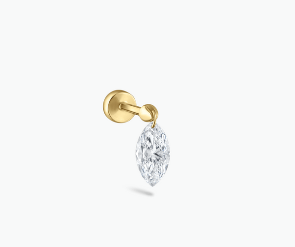 Floating Marquise Diamond Charm Threaded Stud Earring
