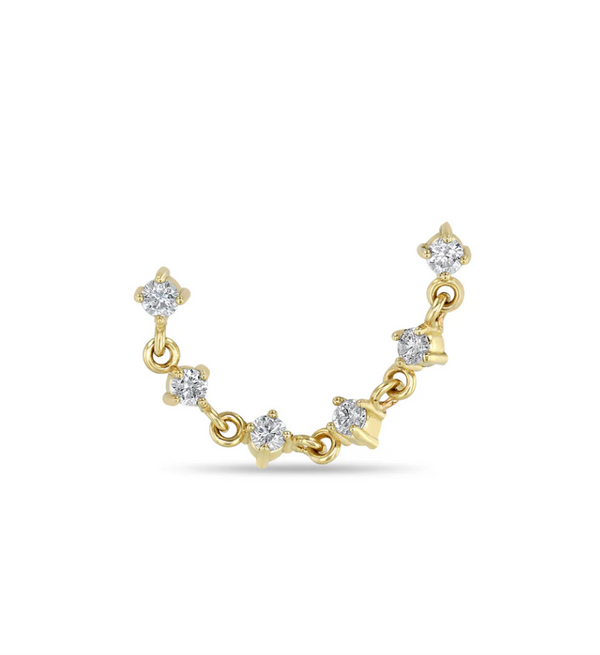 14K 6 LINKED PRONG DIAMOND CHAIN DOUBLE STUD EARRING