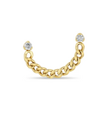 Load image into Gallery viewer, 14K PRONG DIAMOND DOUBLE STUD SMALL CURB CHAIN EARRING
