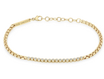 Load image into Gallery viewer, 14K SMALL DIAMOND BEZEL TENNIS SEGMENT BOX CHAIN BRACELET
