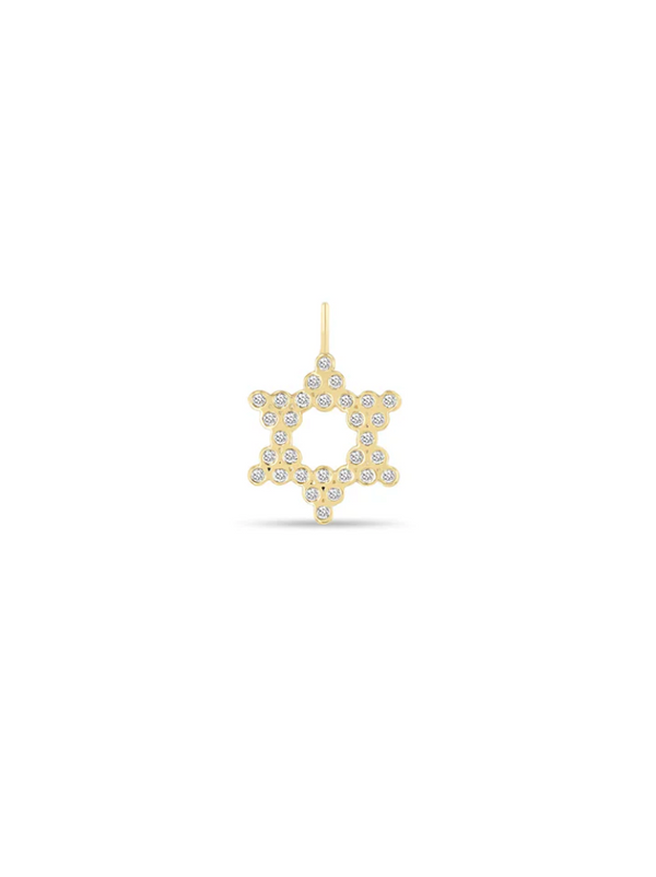 14K SINGLE SMALL DIAMOND BEZEL STAR OF DAVID CHARM PENDANT