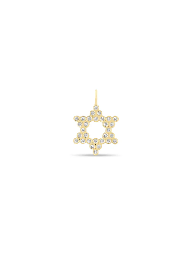 14K SINGLE SMALL DIAMOND BEZEL STAR OF DAVID CHARM PENDANT