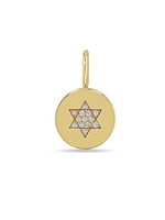 Load image into Gallery viewer, 14K SINGLE PAVÉ DIAMOND STAR OF DAVID DISC CHARM PENDANT
