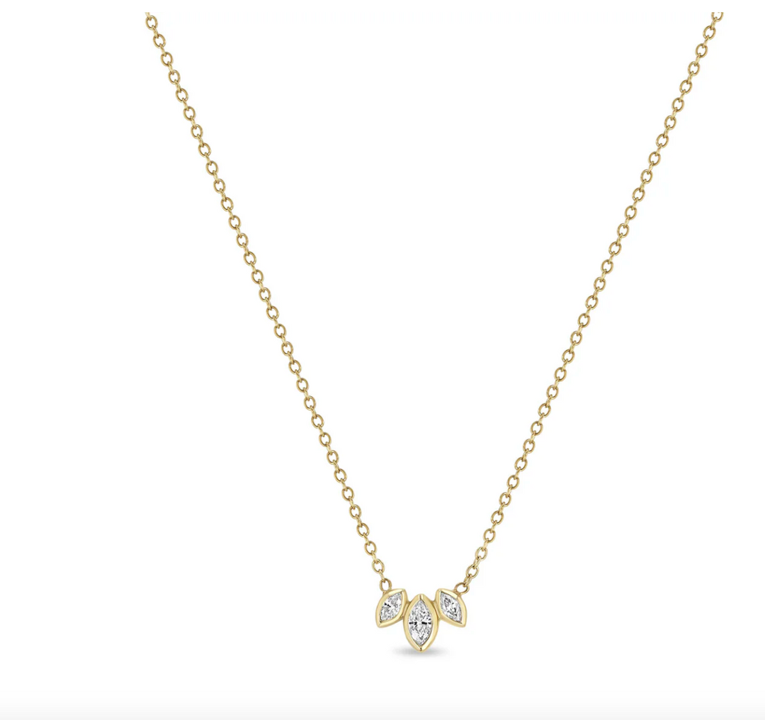 14K MARQUISE DIAMOND FAN NECKLACE