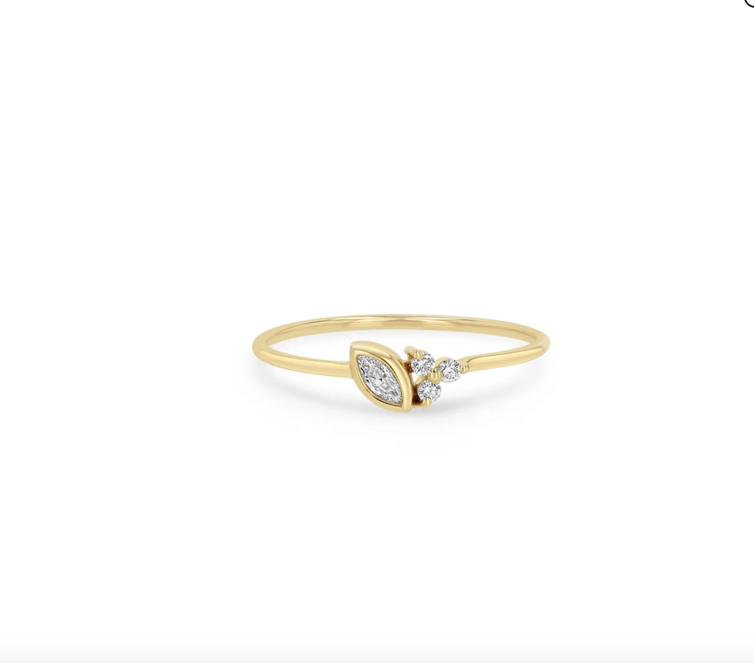 14K MARQUISE & PRONG DIAMOND TRIO RING