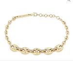 Load image into Gallery viewer, 14K MIXED SMALL &amp; LARGE MARINER CHAIN WITH DIAMOND LINKS BRACELET
