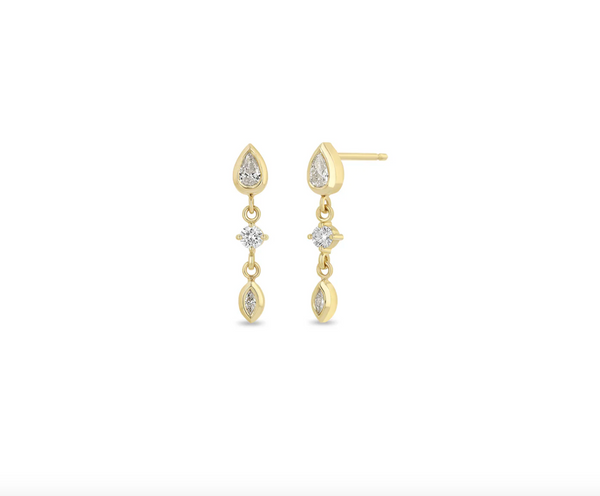 14K LINKED MIXED DIAMOND DROP EARRINGS