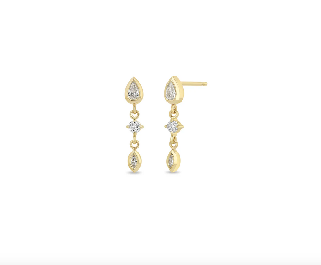 14K LINKED MIXED DIAMOND DROP EARRINGS