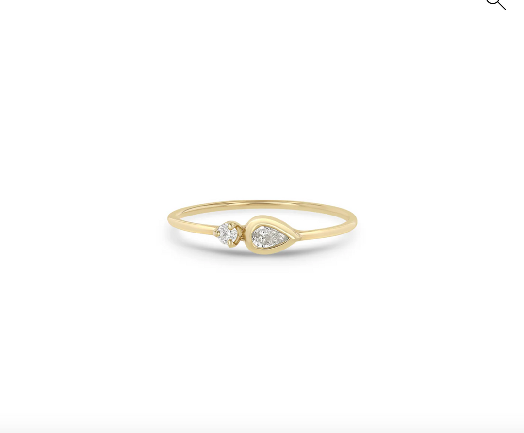 14K PEAR DIAMOND BEZEL & PRONG DIAMOND RING