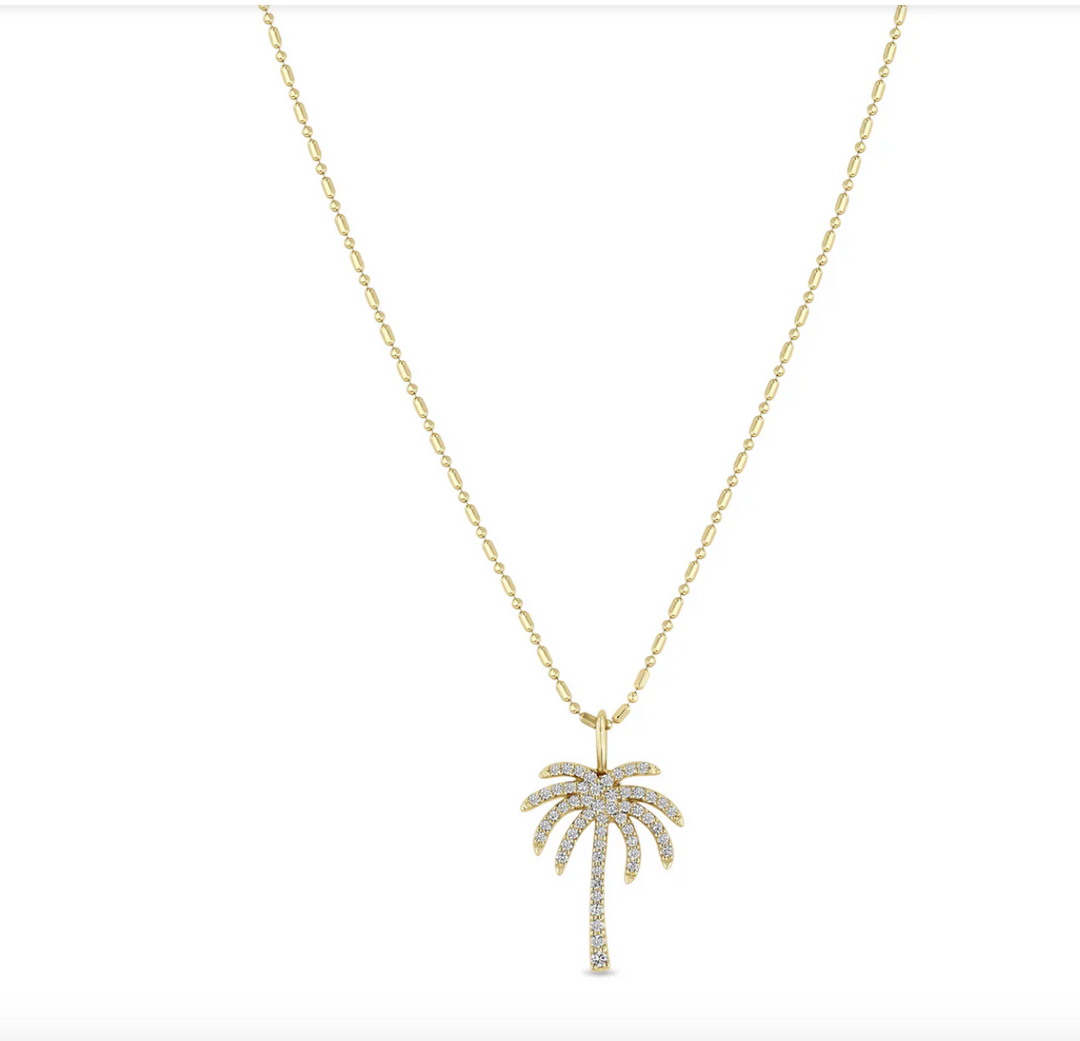 14K PAVÉ DIAMOND PALM TREE NECKLACE