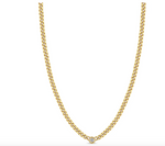 Load image into Gallery viewer, 14K SMALL CURB CHAIN NECKLACE WITH FLOATING DIAMOND
