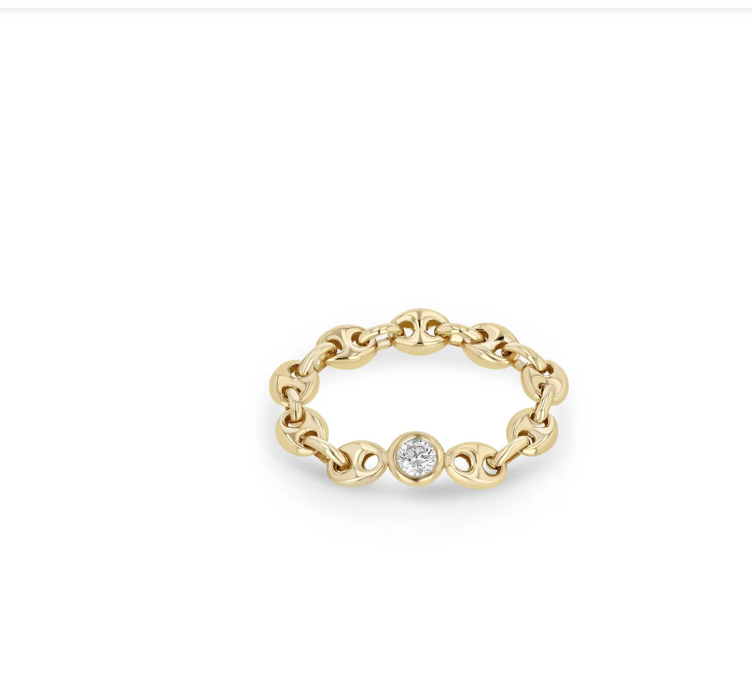 14K FLOATING DIAMOND SMALL MARINER CHAIN RING