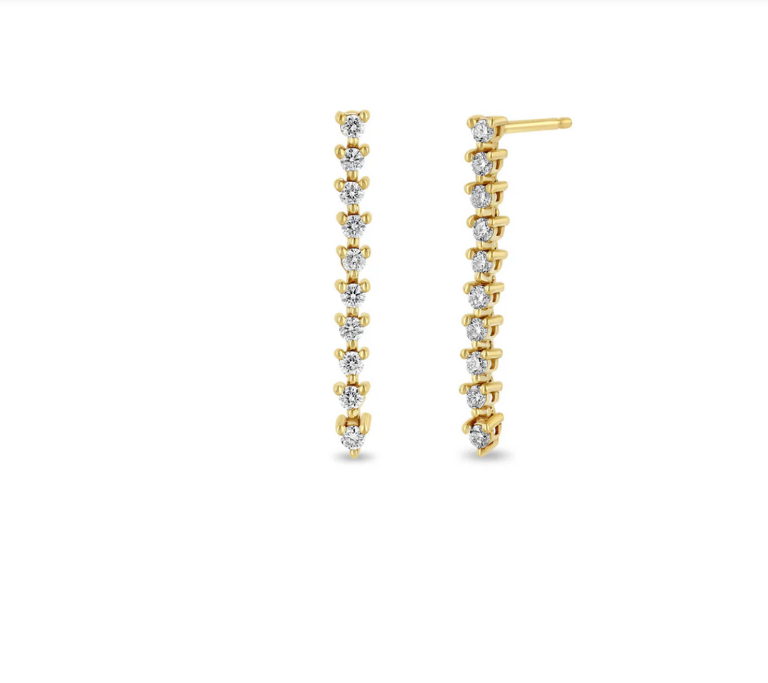 14K DIAMOND TENNIS DROP EARRINGS