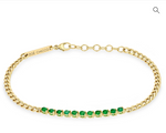 Load image into Gallery viewer, 14K EMERALD TENNIS SEGMENT SMALL CURB CHAIN BRACELET
